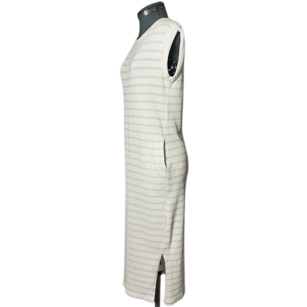 KARIELLA Ribbed Maxi T-Shirt Dress w/ Pockets Women’s Size Small gray/off white